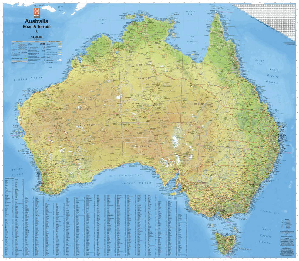 Australia Road and Terrain Wall Map - Image 7
