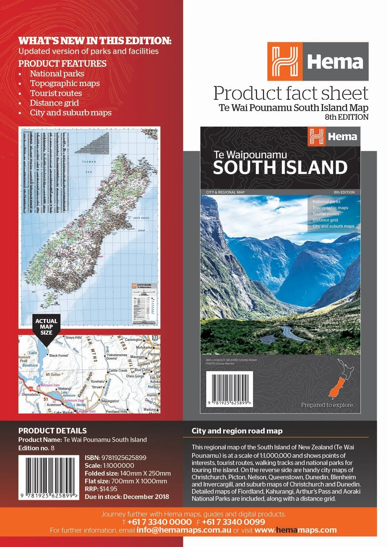 South Island New Zealand Map (Te Waipounamu) - Image 3