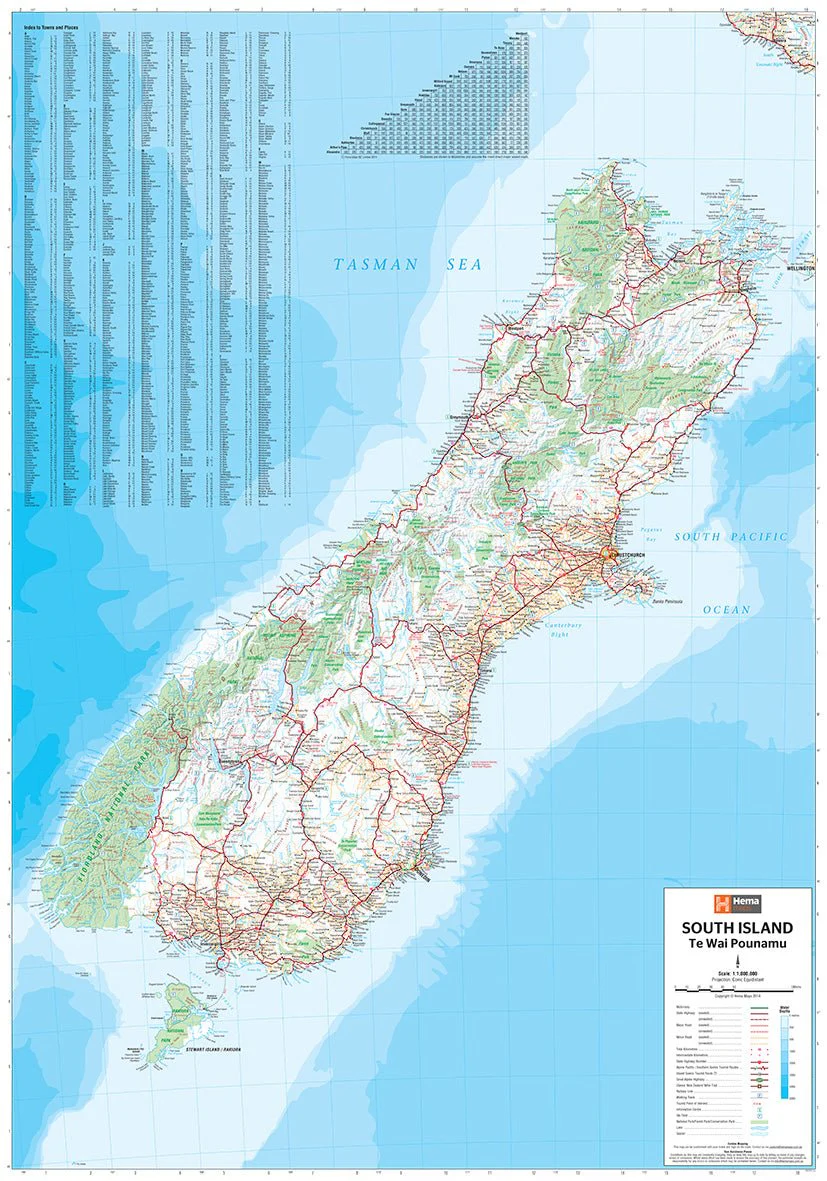 South Island (Te Wai Pounamu) New Zealand Wall Map - Image 2