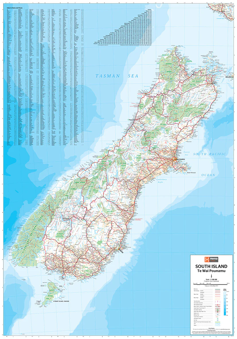 South Island (Te Wai Pounamu) New Zealand Wall Map - Image 7