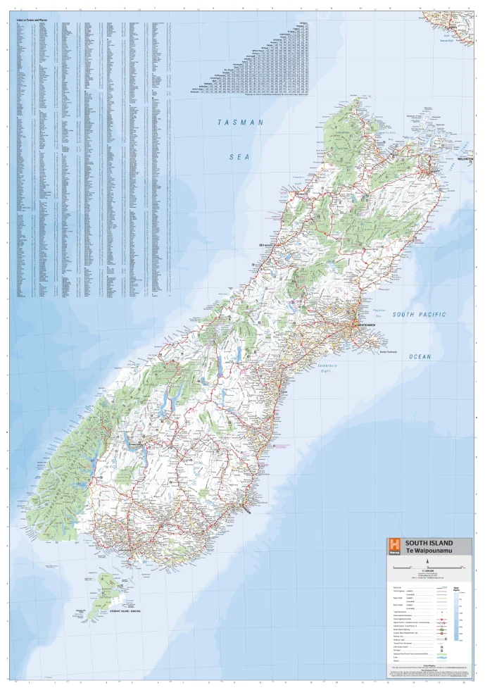 South Island (Te Wai Pounamu) New Zealand Wall Map - Image 9