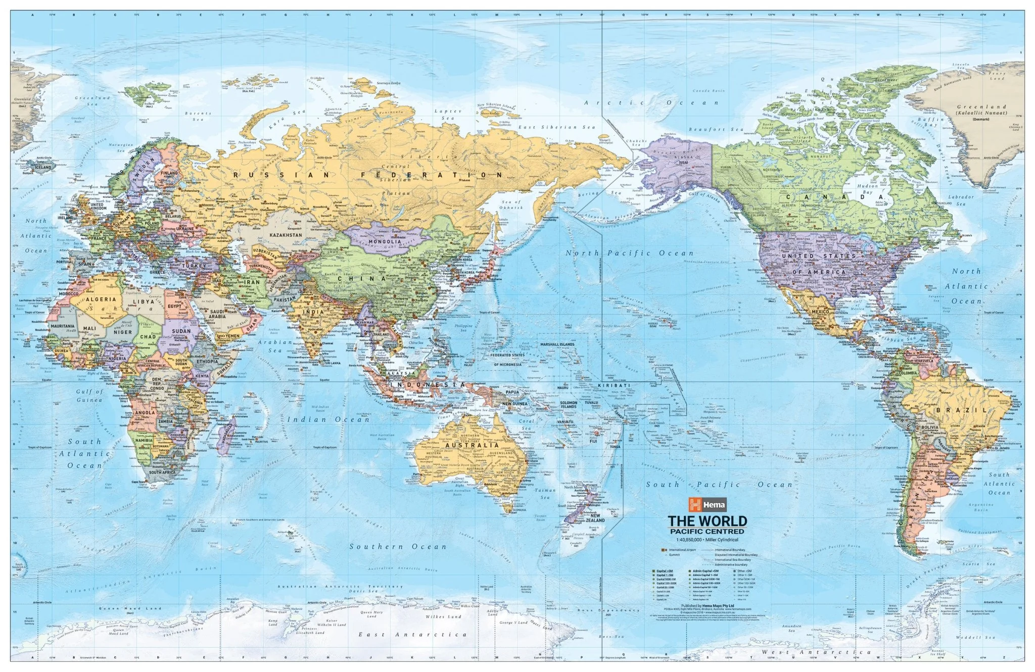 World Political Pacific Centred Map 14th Edition - Image 3